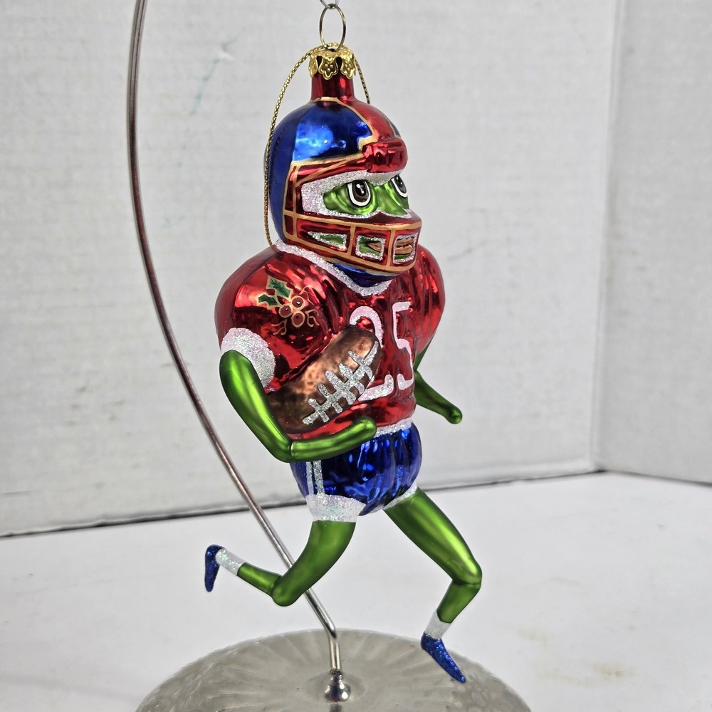 RARE Slavic Treasures Touchdown Toad Blown Glass Ornament ST01-509 Glenn Lewis